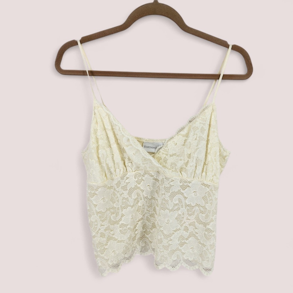 Vintage Y2K Cami Top Babydoll Fairy Whimsy Lace Indie Coquette Angel Size Large